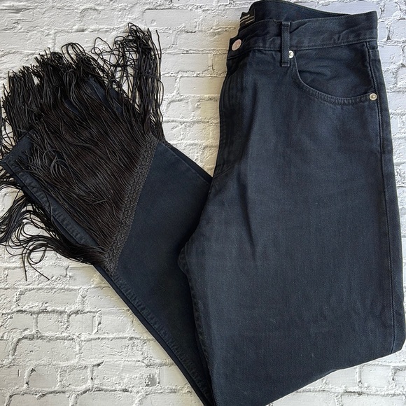 ZARA | Fringe hem crop jeans in black - Picture 2 of 13